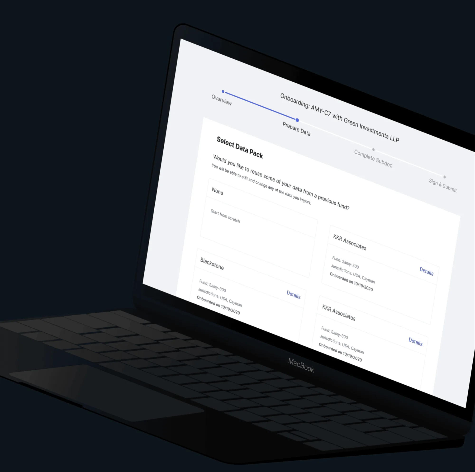 Fintech onboarding screens