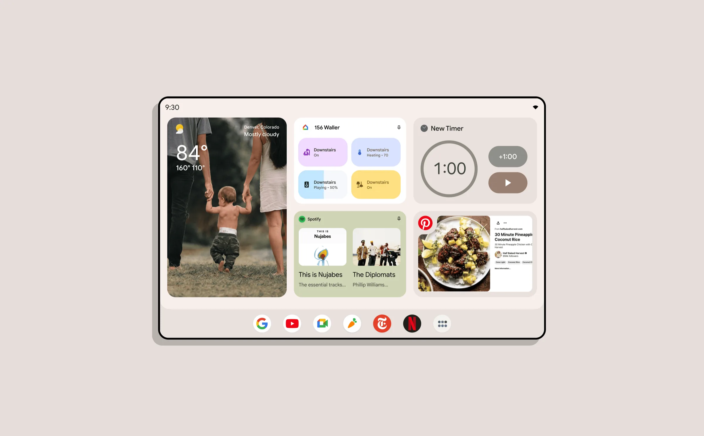 Touch UI with a full widget grid at handheld density